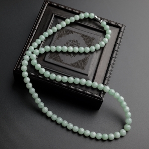 6.5mm糯种浅绿翡翠项链