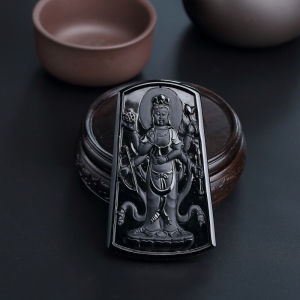 糯种墨翠千手观音吊坠