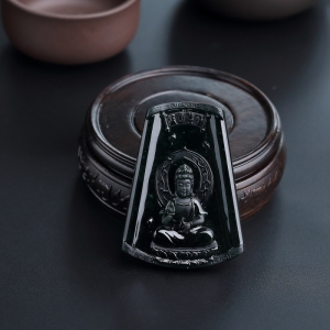 糯种墨翠观音吊坠