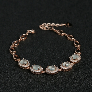 银镶钻冰种晴水翡翠手链