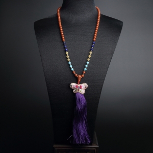 5.5mm柿子红南红项链