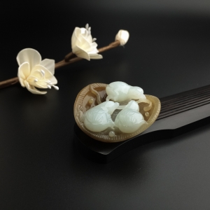 糖色和田玉连升三级摆件