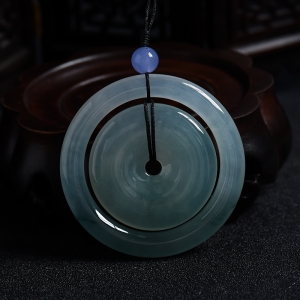 冰糯种晴底飘花翡翠子母平安扣