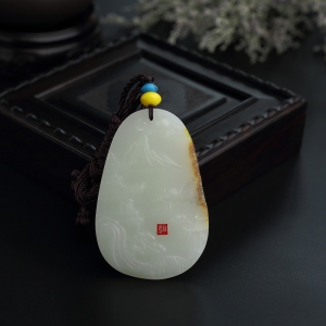 和田玉山水吊坠