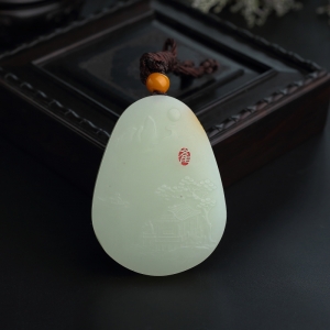 和田玉山水吊坠