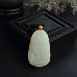 和田玉山水吊坠