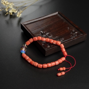 MOMO红珊瑚桶珠手串