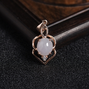 银镶糯种浅紫翡翠吊坠