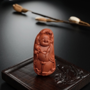 柿子红南红弥勒佛吊坠