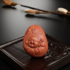 柿子红南红弥勒佛吊坠