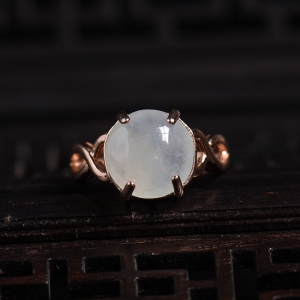 银镶冰糯种晴水翡翠戒指