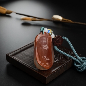 冰飘南红佛吊坠