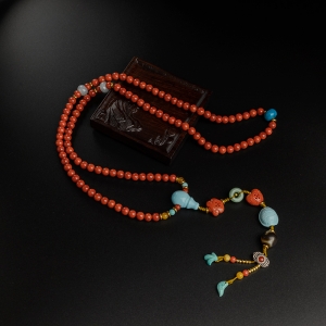 6mm柿子红南红项链