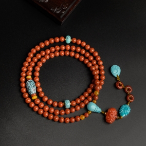 7mm柿子红南红项链