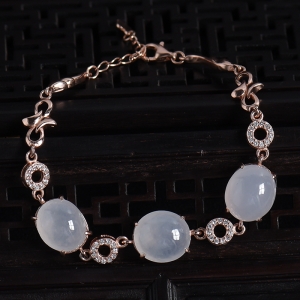 银镶糯种翡翠手链