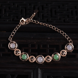 银镶冰糯种双色翡翠手链