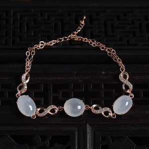 银镶冰糯种翡翠手链