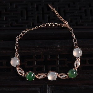 银镶冰糯种双色翡翠手链