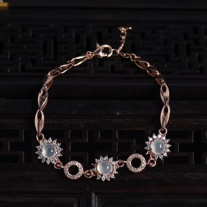 银镶冰种翡翠手链