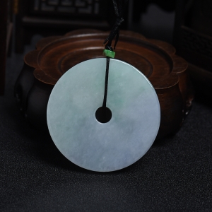 豆糯种春带彩翡翠平安扣