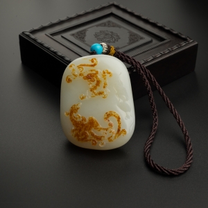 和田玉古龙凤手把件