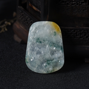 冰豆种三彩翡翠连年有余挂件