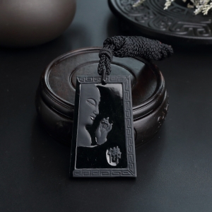 糯种墨翠佛吊坠