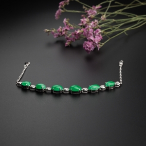 18K金镶糯种黄阳绿翡翠手链