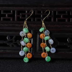 18K金镶糯种翡翠耳坠