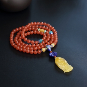 6.5mm樱桃红南红项链