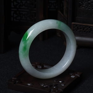 57.7#糯种飘翠翡翠平安手镯