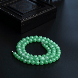 7.5mm糯种苹果绿翡翠项链