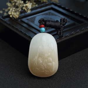 和田玉文殊菩萨吊坠