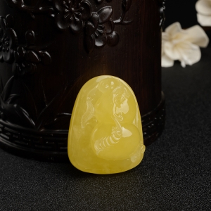 满蜜鸡油黄蜜蜡葫芦吊坠