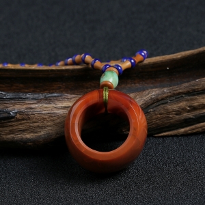 柿子红南红扳指吊坠