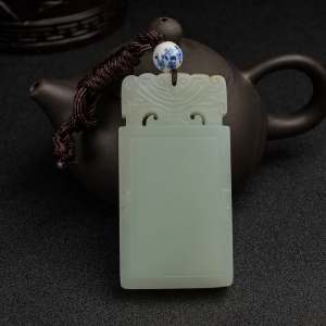 和田玉籽料仿古平安牌吊坠