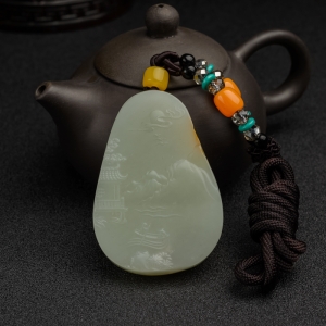 和田玉山水意境吊坠