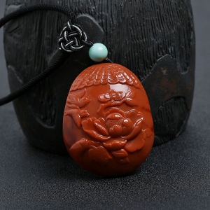 柿子红南红花开富贵吊坠