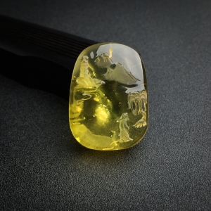 金包蜜鸡油黄蜜蜡山水吊坠