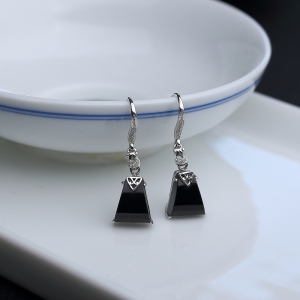 冰糯种墨翠戒指/耳坠两件套