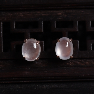 银镶冰种晴水翡翠耳钉