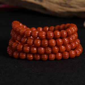 柿子红南红108佛珠