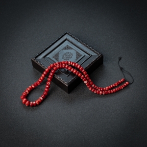 阿卡红珊瑚鼓珠项链