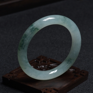 57.1#冰种飘花翡翠圆条镯