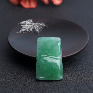 糯种苹果绿翡翠竹报平安吊坠