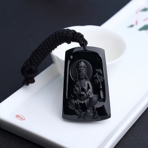 冰糯种墨翠观音吊坠