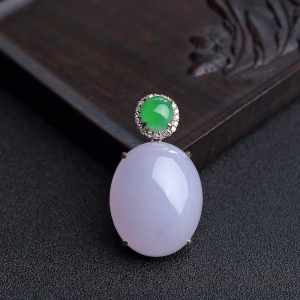 18K金镶钻糯种紫罗兰翡翠吊坠