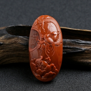 冻料南红花开富贵吊坠