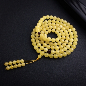 9.5mm鸡油黄蜜蜡佛珠