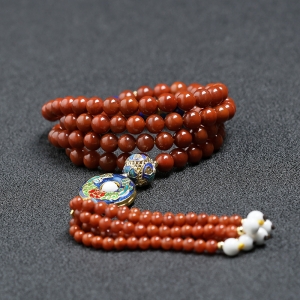 柿子红南红毛衣链